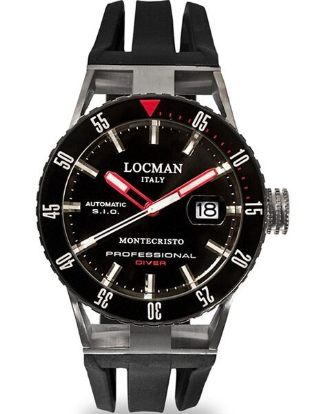 Locman Montecristo 200 Meter Automatic Dive Watch with 44mm Stainless Steel and Titanium Case #513BKRDBK