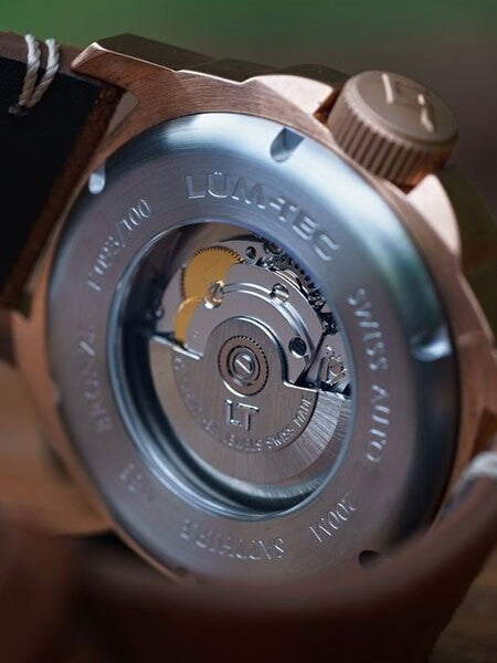Lum-Tec Bronze 44mm Swiss Automatic Watch with Double Curved AR Sapphire Crystal #M83