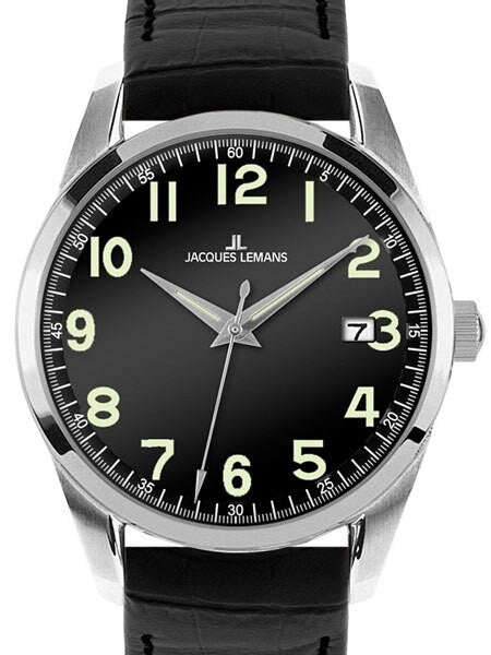 Jacques Lemans 39mm Liverpool Quartz Dress Watch with a Black Dial #1-1769A