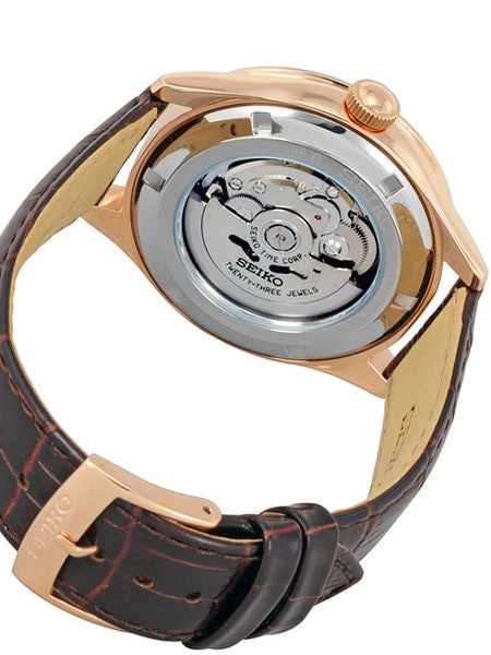 Seiko 23-Jewel Automatic Dress Watch with 42mm Case, Leather Strap #SRP772