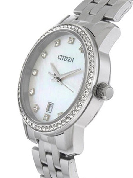 Citizen Ladies Dress Watch with Swarovski Crystals, Mother of Pearl Dial #EU6030-56D
