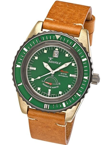 Squale Master Professional Swiss Automatic Dive watch with Bronze Case, Power Reserve #MSTR-Bronze-Green