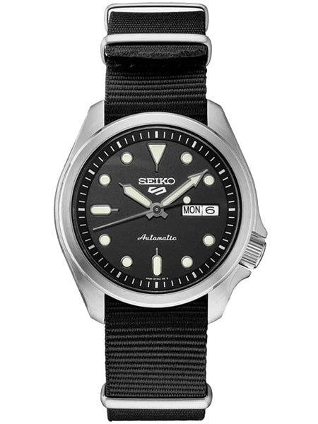 Seiko 5 Sports 24-Jewel Automatic Watch with Black Dial and Band #SRPE67