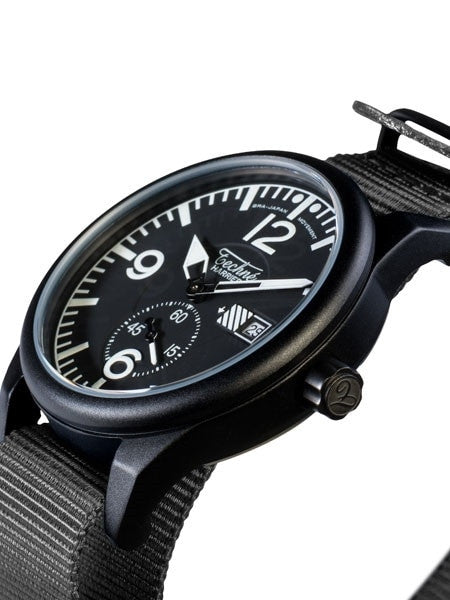 Techne Harrier Aviator Quartz Watch with 41mm Black Aluminum Case  #386.121