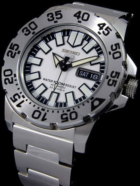 Seiko 5 Sports "Baby Monster" Automatic Dive Watch w/White Dial #SNZF45K1