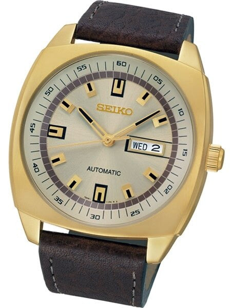 Seiko Recraft Series Automatic Watch with 43.5mm Case, Brown Leather Strap #SNKN02