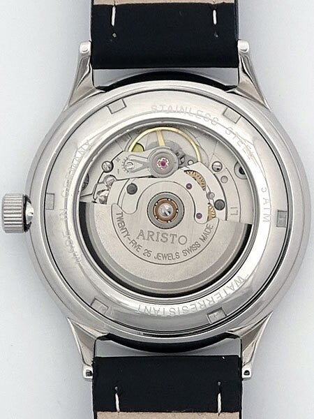 Aristo 4H354 Black Dial Swiss Automatic Open Date Window Watch