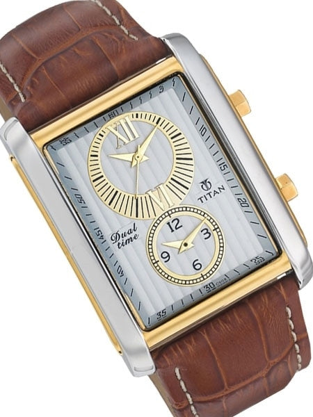 Titan Two-tone, Dual-Time Dress Watch with Precision Quartz Movement  #9309BL01