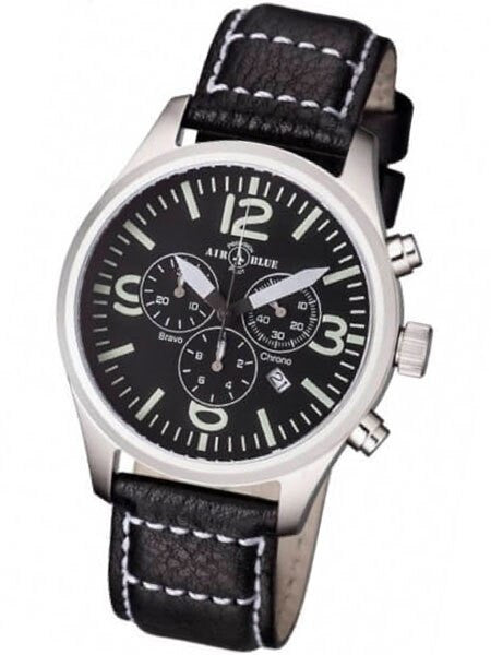 Air Blue Bravo Chronograph Pilot Watch with 44mm Case, Sapphire Crystal #BRAVOCHRONOSS