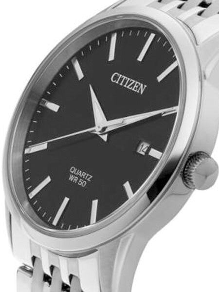Citizen Quartz Dress Watch with Vibrant Black Dial and SS Bracelet #BI5000-87E