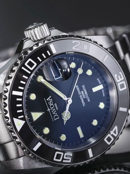 Davosa Ternos Swiss Automatic 200 Meter Dive Watch with Black Dial #16155550