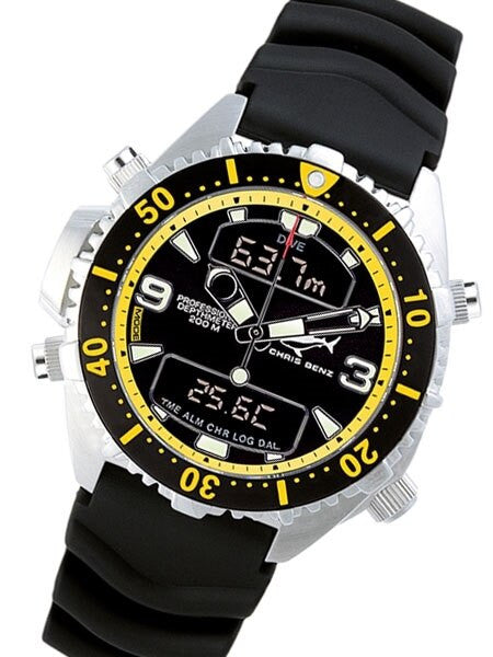 Chris Benz Professional Depthmeter Dive Watch with Chronograph and Alarm #CB-D200-YS-KBS