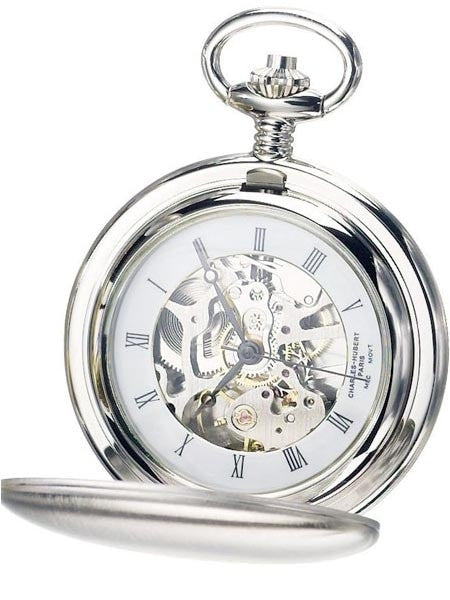 Charles-Hubert Mechanical Silver Tone Pocket Watch with 42mm Case #3594