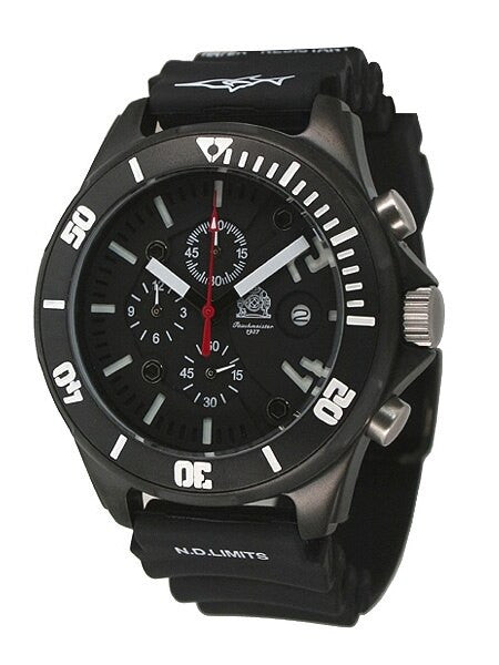 Tauchmeister T0218 Black PVD Chronograph Watch with Silicon Dive Strap