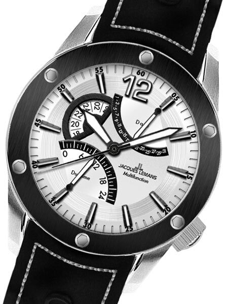 Jacques Lemans Liverpool Quartz Watch with Dual Time GMT and Pointer Date #1-1739B