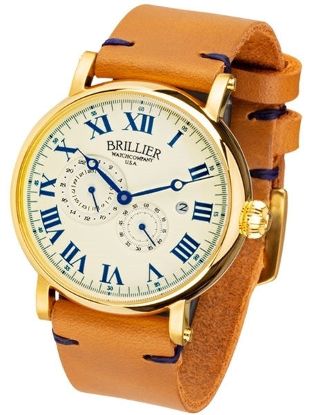 Brillier 43mm Klassique Automatic Watch with Horween Leather Strap #BR-10