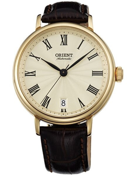 Orient Soma Automatic Dress Watch with Guilloche-Style Dial and Goldtone Case #ER2K003C