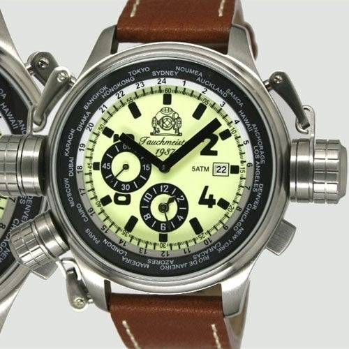 Tauchmeister Worldtimer Watch with Alarm and Full Luminous Dial #T0195