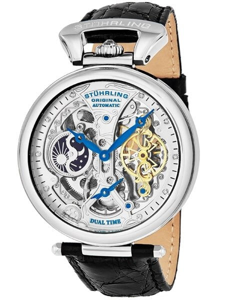 Stuhrling Emperor Grand Automatic Dual Time Watch with Diamond Hour Markers #127A2.33152