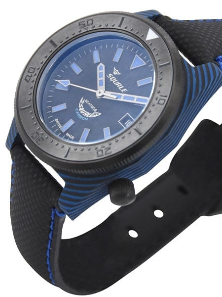 Squale 600 Meter Swiss Made Automatic Dive Watch with 42mm Carbon Fiber Case  #T183BL