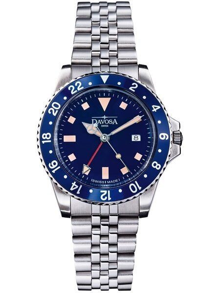 Davosa Vintage-Styled 100-Meter GMT Dual Time Watch with Bracelet #16350040