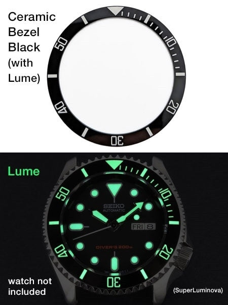 Black Ceramic Luminous Bezel Insert for Seiko SKX007, SKX009, SKX011 #C02-01