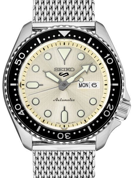 Seiko 5 Sports 24-Jewel Automatic Watch with Sunburst Dial and Mesh Bracelet #SRPE75