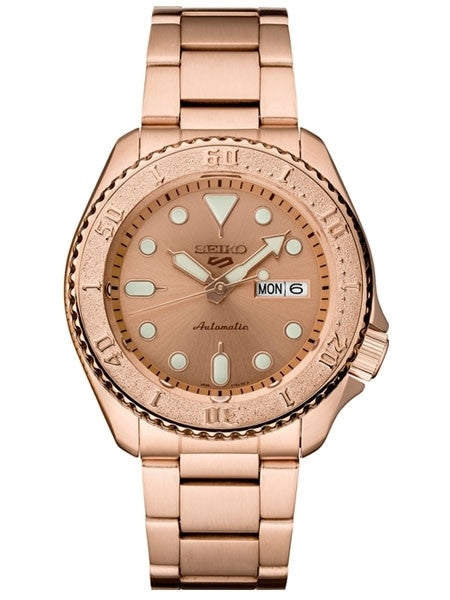 Seiko 5 Sports 24-Jewel Automatic Watch with Rose Goldtone Case, Dial, Bracelet #SRPE72