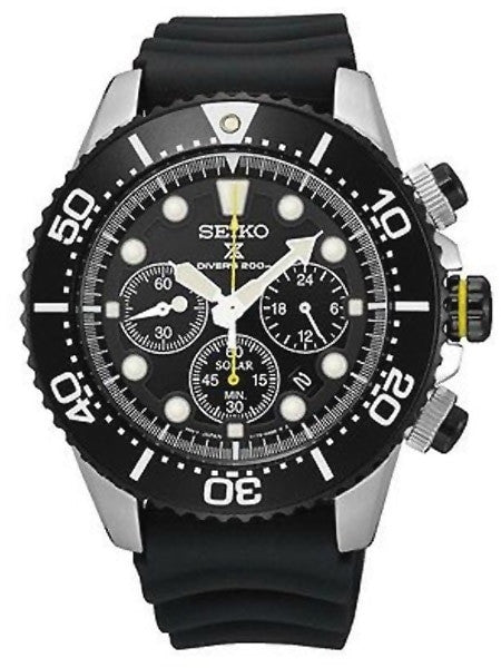 Seiko Solar Quartz Chronograph with Stop-Watch and 24-hour Sub-Dial  #SSC021P1
