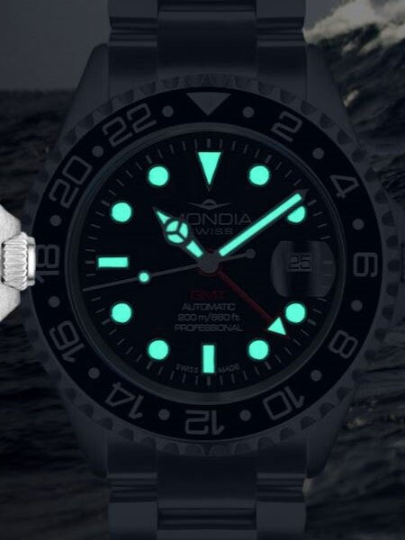 Mondia GMT, Dual-Time Watch with Swiss ETA 2893 Automatic Movement #MS-217-SSBKBL-BK-GCM