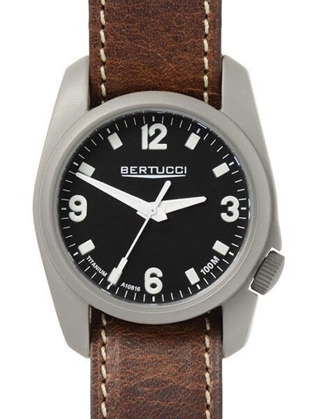Bertucci A-1T Titanium 36mm Field Watch with Leather Strap #10303