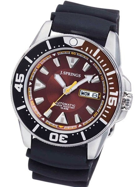 J. Springs Automatic 21-Jewel Sport Dive Watch with Day and Date, Brown Dial #BEB091
