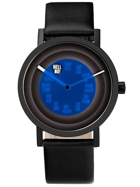 Projects 40mm Black Fortell Quartz Watch with Matching Leather Strap #7216B