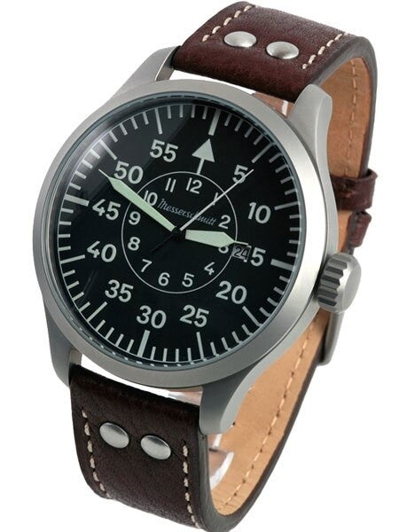 Messerschmitt 47mm Fliegeruhr Watch with Aviator Leather Strap #ME-47XL
