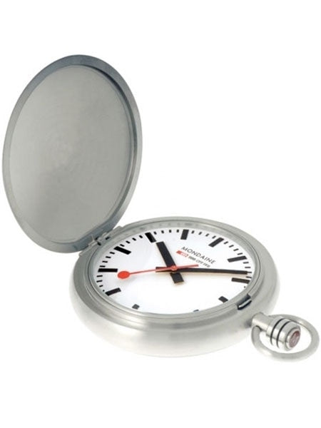 Mondaine Savonnette II Men's Quartz Pocket Watch with Stainless Steel Chain  #A660-30349-16SBB