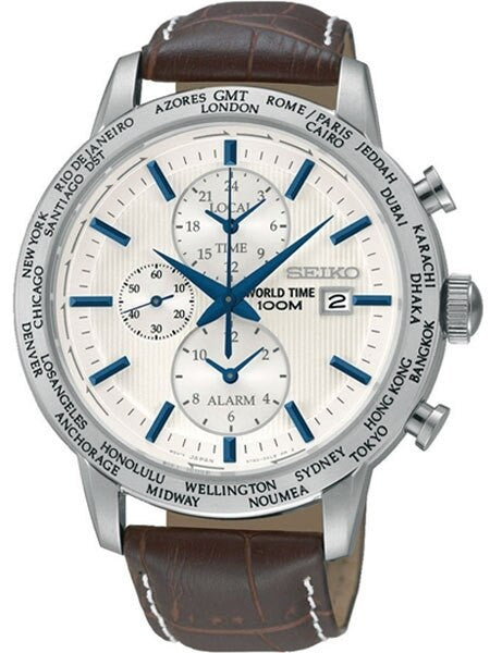 Seiko Quartz World Time Watch with Dual Time and Alarm #SPL051P1