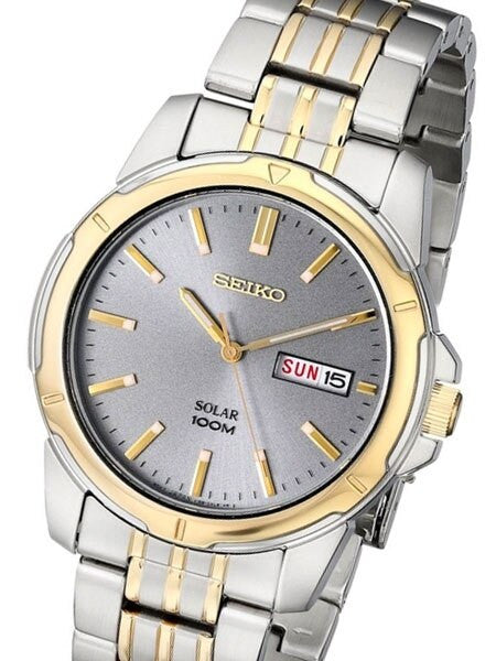 Seiko Solar Watch with 38mm Two-Tone Stainless Steel Case and Bracelet #SNE098