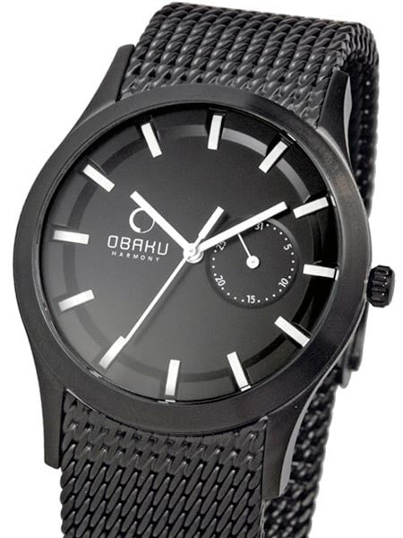 Obaku Harmony Quartz Watch with Pointer Date Sub-Dial #V124GBBMB