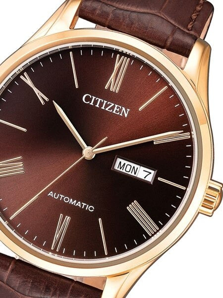 Citizen Automatic Watch with Rose Goldtone Case, Black Textured