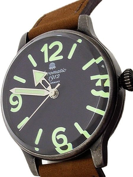 Aeromatic 1912 Retro Styled Panzer Quartz Watch, Aged Patina Case #A1251
