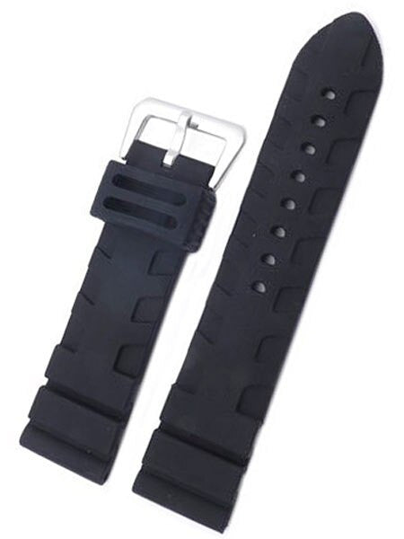 Black Silicone Rubber, Panerai Style, Flat Buckle Reversible Keeper #RUB-2-30