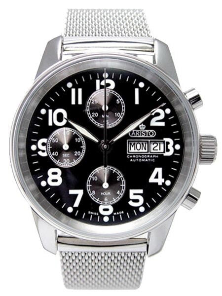 Aristo 4H123M Valjoux 7750 Automatic Chronograph with Steel Mesh Bracelet