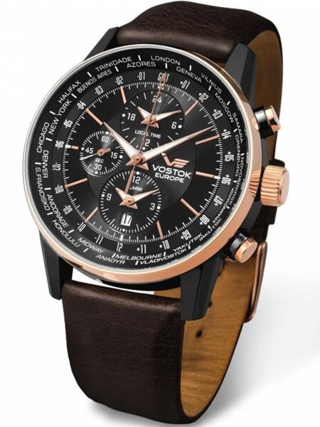 Vostok-Europe Gaz-Limo World-Time GMT Watch with Alarm #5603255
