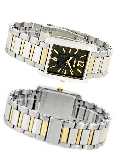 Seiko Quartz Men's Dress Charcoal Dial Two Tone Solid Stainless Steel Bracelet Watch #SKK701