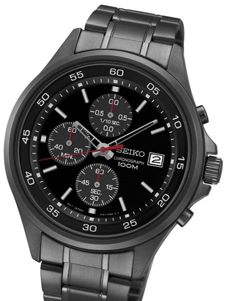 Seiko Black Ion Chronograph with Sixty-Minute Stopwatch #SKS493