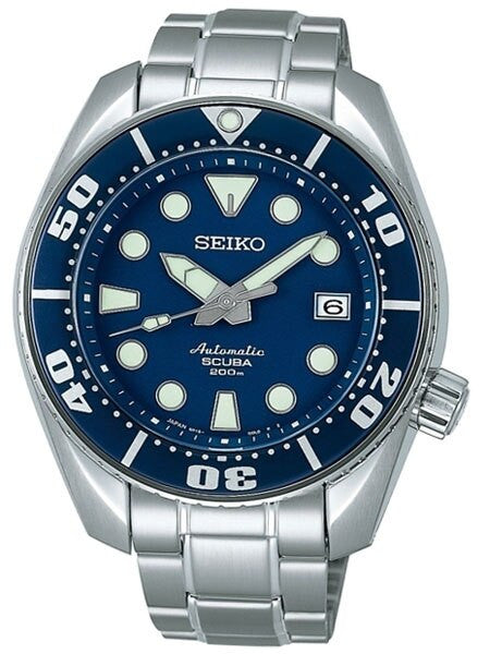 Seiko Sumo Prospex Automatic Dive Watch with Blue Dial and Stainless Steel Bracelet #SBDC003