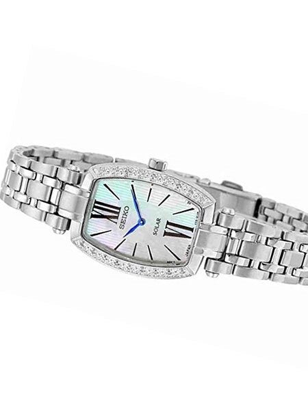 Seiko Women's Solar Dress Watch with Diamond Bezel, Mother of Pearl Dial #SUP283