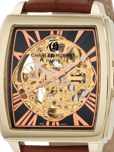 Charles Hubert Premium Collection Skeleton Mechanical Hand Wind Watch #3888-A