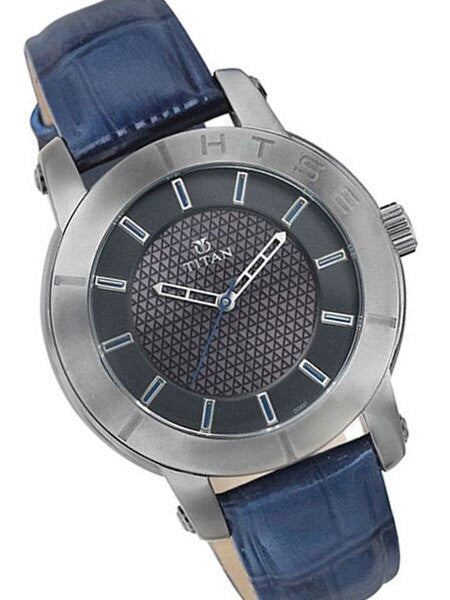 Titan HTSE Ladies Solar Powered Quartz Watch with Blue Hour Markers and a Leather Strap #2526QL02