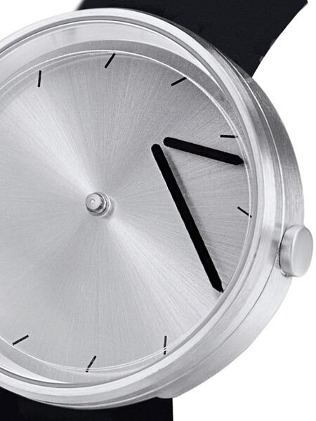 Projects 40mm Silver Twirler Quartz Watch with Black Silicone Strap #7320G